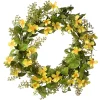 National Tree Company Home & Garden Decor^ Artificial Hanging Wreath, Woven Vine Stem Base, Decorated With Yellow Cosmos Flower Blooms, Flowing Green Stems, Spring Collection, 22 Inches
