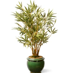 National Tree Company Potted Plants^ Artificial Potted Plant Decoration, Green, Bamboo, Includes Ceramic Green Pot Base, Spring Collection, 22 Inches