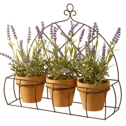 National Tree Company Home & Garden Decor^ Artificial Potted Plants In Metal Holder, Decorated With Lavender Plants, Classic Pot Bases, Ornate Metal Holder, 3 Plants, Spring Collection, 13 Inches