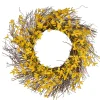National Tree Company Flower Wreaths^ Artificial Spring Wreath, Woven Branch Base, Decorated With Forsythia Flowers, Spring Collection, 24 Inches