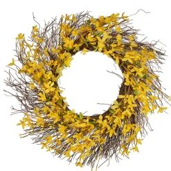 National Tree Company Flower Wreaths^ Artificial Spring Wreath, Woven Branch Base, Decorated With Forsythia Flowers, Spring Collection, 24 Inches