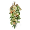 National Tree Company Home & Garden Decor^ Artificial Teardrop Wall Hanging Decoration, Pink, Woven Branch Base, Decorated With Tulip Blooms, Poppies, Buttercup Blossoms, Flowing Green Stems, Spring Collection, 26 Inches