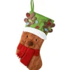 Christmas Stockings-National Tree Company Be Merry Collection Novelty Teddy Bear Christmas Stocking, Red Scarf And Green Hat, Fluffy Polyester, 20 In