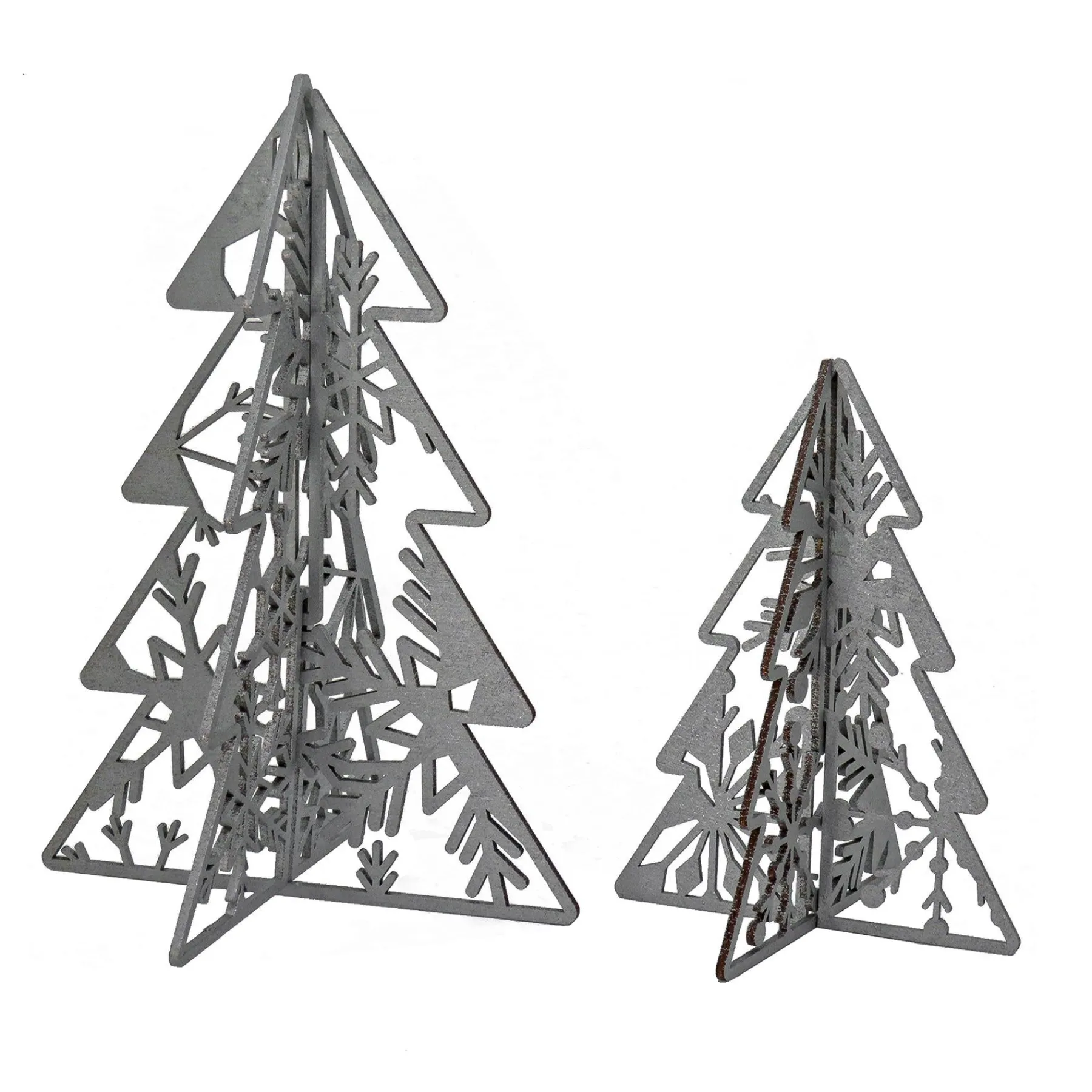 Christmas Accessories-National Tree Company Christmas Trees Table Decor, Lightweight Wood, Set Of Two, Silver, 10 In And 7 In