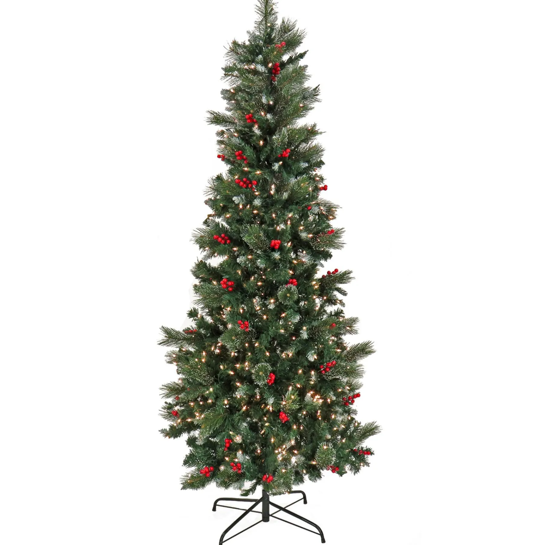 7Ft - 9Ft-National Tree Company 9Ft Pre-Lit Artificial Meadowlark Pencil Hinged Tree, 900 Clear Lights- Ul
