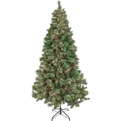 Full-National Tree Company 7.5Ft Pre-Lit Artificial Cashmere Decorated Hinged Tree, 550 Clear Lights-Ul
