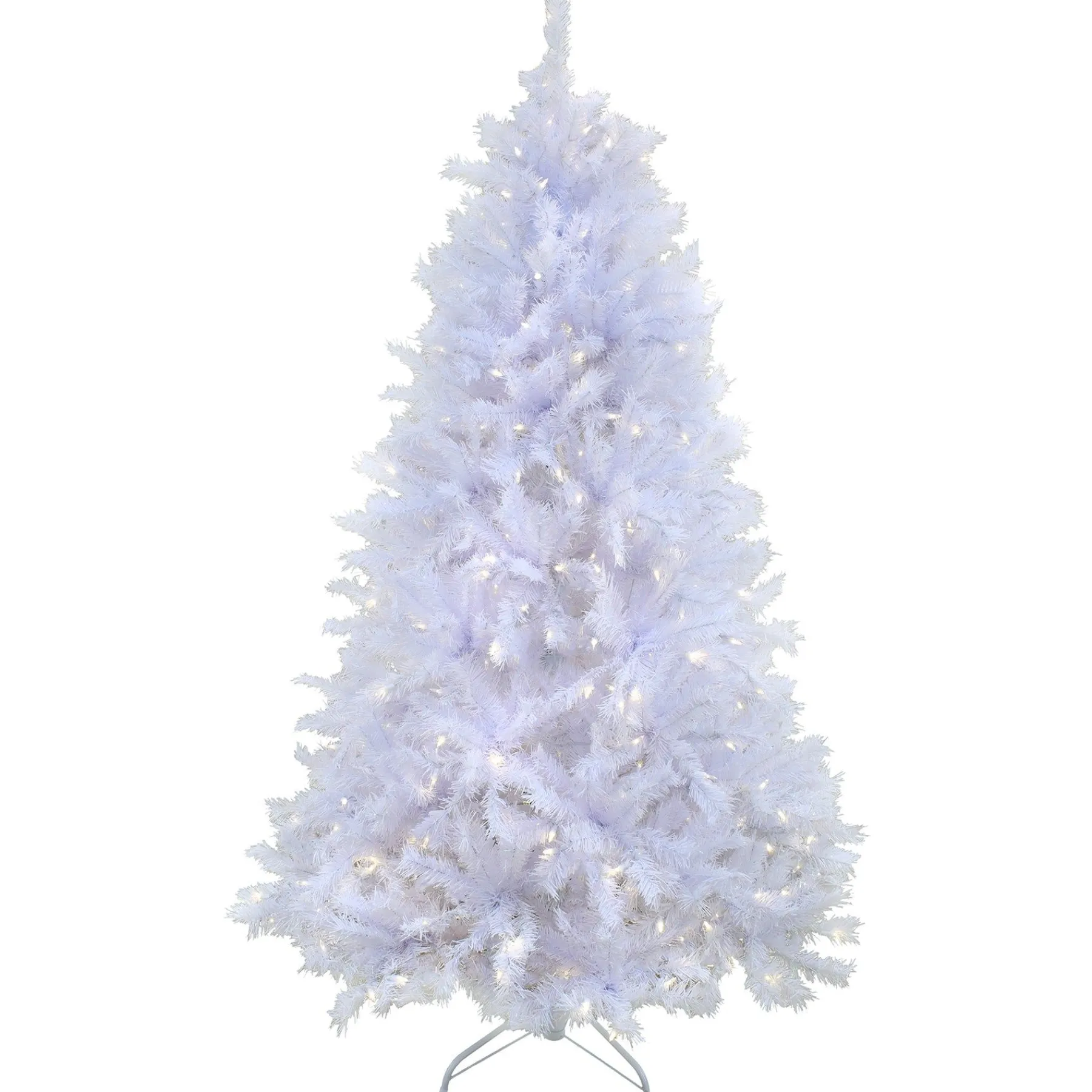 Full-National Tree Company 6.5Ft Pre-Lit Artificial Millville White Hinged Tree With Powerconnect , 400 Warm White Led Lights-Ul