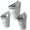 National Tree Company Home & Garden Decor^ Garden Flower Planters, Pack Of 3 White Tin 'Flower' Pots, Features Hanging Loops, Spring Collection, Varying Sizes