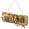 National Tree Company Home & Garden Decor^ Hanging Welcome Sign, Lightweight Wooden Construction, Decorated With Leafy Vine Trim, Includes Hanging Loop, Spring Collection, 21 Inches