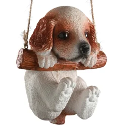 National Tree Company Home & Garden Decor^ Hanging Wall Decoration, King Charles Cavalier Puppy On Wooden Branch, Includes Hanging Loop, Spring Collection, 5 Inches