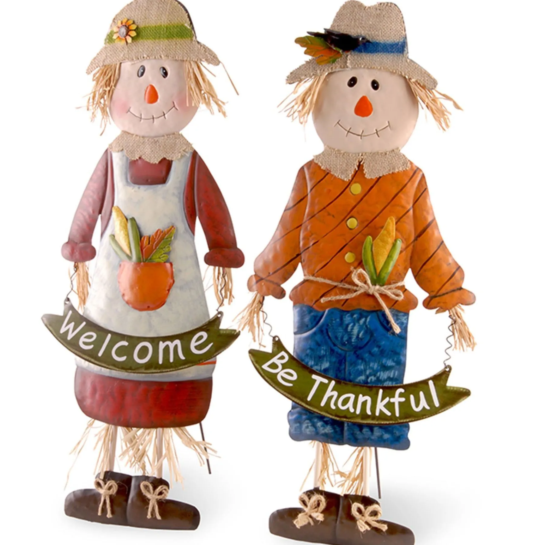 Harvest Outdoor-National Tree Company Metal Scarecrow Standing Fall Decoration, Pack Of 2, Autumn Collection, 27 In
