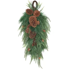 Christmas Greenery-National Tree Company Mixed Pine Christmas Teardrop With Cypress Tips, Pinecones, 32 In