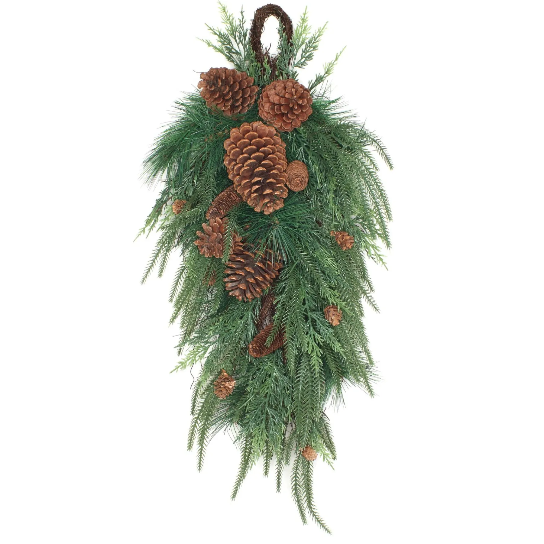 Christmas Greenery-National Tree Company Mixed Pine Christmas Teardrop With Cypress Tips, Pinecones, 32 In