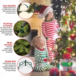 Full-National Tree Company Pre-Lit Artificial Full Christmas Tree, Green, Dunhill Fir, Clear Lights, Includes Powerconnect And Stand, 9 Feet