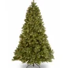 Full-National Tree Company Pre-Lit 'Feel Real' Artificial Full Downswept Christmas Tree, Green, Douglas Fir, Dual Color Led Lights, Includes Stand, 7.5 Feet