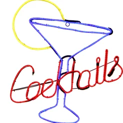 National Tree Company Home & Garden Decor^ Pre-Lit Light Strip Cocktails Hanging Sign, Black, Decorated With Led Lights, Plug In, Spring Collection, 23 Inches