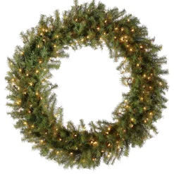 Over 37" Wreath-National Tree Company Pre-Lit Artificial Christmas Wreath, Green, Norwood Fir, White Lights, Christmas Collection, 48 Inches