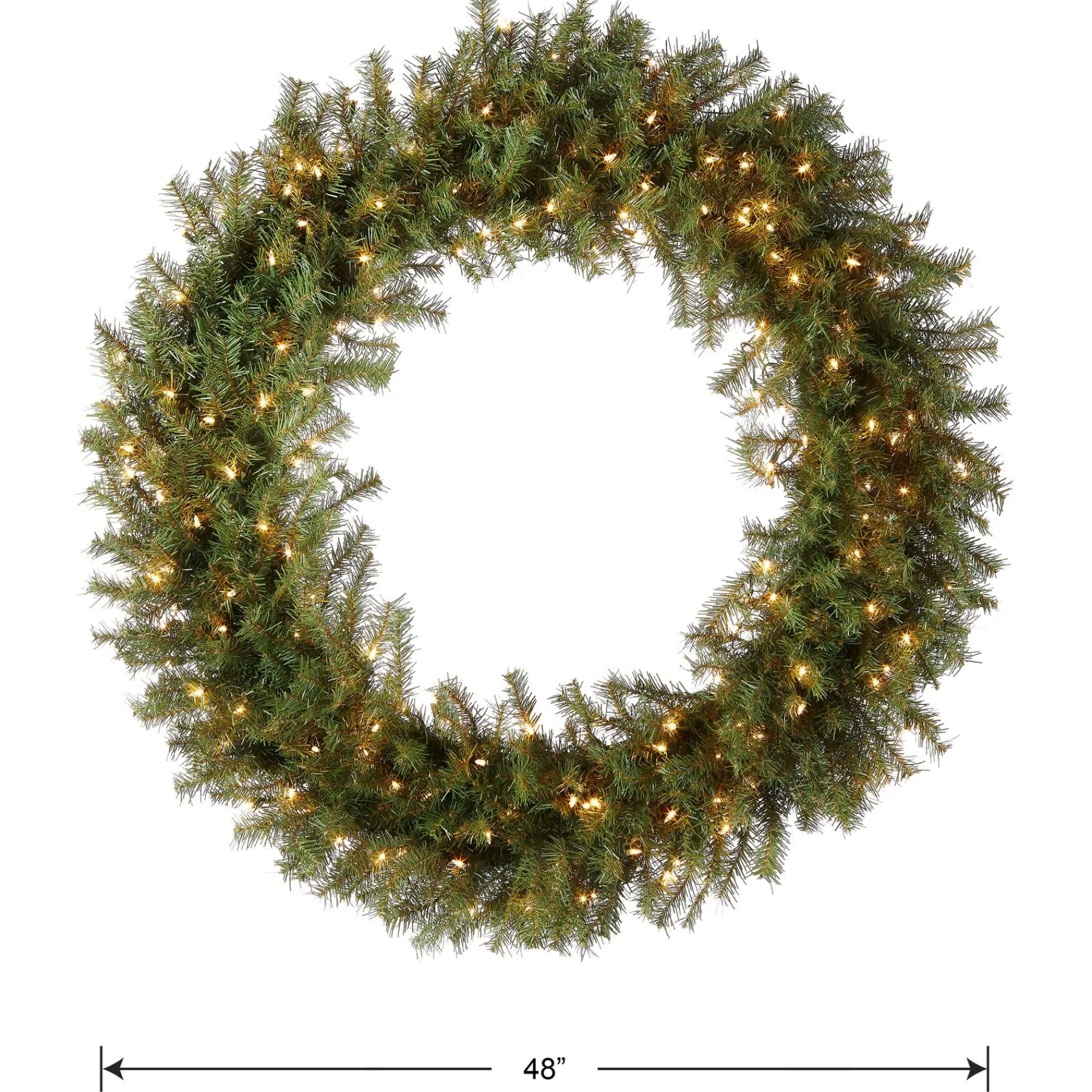 Over 37" Wreath-National Tree Company Pre-Lit Artificial Christmas Wreath, Green, Norwood Fir, White Lights, Christmas Collection, 48 Inches