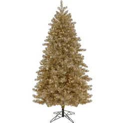 Full-National Tree Company , Pre-Lit Artificial Platinum Metallic Christmas Tree, With Warm White Rice Led Lights, Plug In, 7.5 Ft