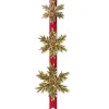 Christmas Greenery-National Tree Company Pre-Lit Artificial Christmas Hanging Snowflakes Door Decoration, Green, Glittery Bristle Pine, White Lights, Christmas Collection, 77 Inches