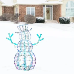 Christmas Outdoor Accessories-National Tree Company Pre Lit Iridescent Snowman Decoration, Cool White Led Lights, Plug In, Christmas Collection, 48 Inches