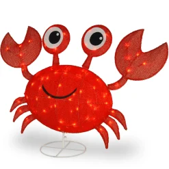 National Tree Company Home & Garden Decor^ Pre-Lit Red Smiling Crab Outdoor Decoration, Led Lights, Plug In, Spring Collection, 48 Inches