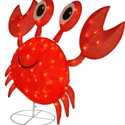 National Tree Company Home & Garden Decor^ Pre-Lit Red Smiling Crab Outdoor Decoration, Led Lights, Plug In, Spring Collection, 48 Inches