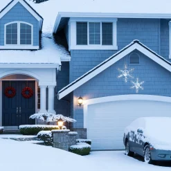 Christmas Accessories-National Tree Company Pre Lit Hexagonal Snowflake Decoration, Cool White Led Lights, Plug In, Christmas Collection, 24 Inches