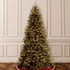 5Ft - 6Ft-National Tree Company Pre-Lit Artificial Full Christmas Tree, Green, North Valley Spruce, Clear Lights, Includes Stand, 6.5 Feet