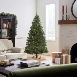 5Ft - 6Ft-National Tree Company Pre-Lit Artificial Full Christmas Tree, Green, North Valley Spruce, Clear Lights, Includes Stand, 6.5 Feet