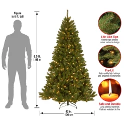 5Ft - 6Ft-National Tree Company Pre-Lit Artificial Full Christmas Tree, Green, North Valley Spruce, Clear Lights, Includes Stand, 6.5 Feet