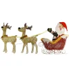 Christmas Outdoor Accessories-National Tree Company Pre Lit Santa And Reindeer Decoration, Includes Santa, Two Reindeer, Prestrung With 225 Warm White Led Lights, Battery Powered, Christmas Collection, 33 Inches