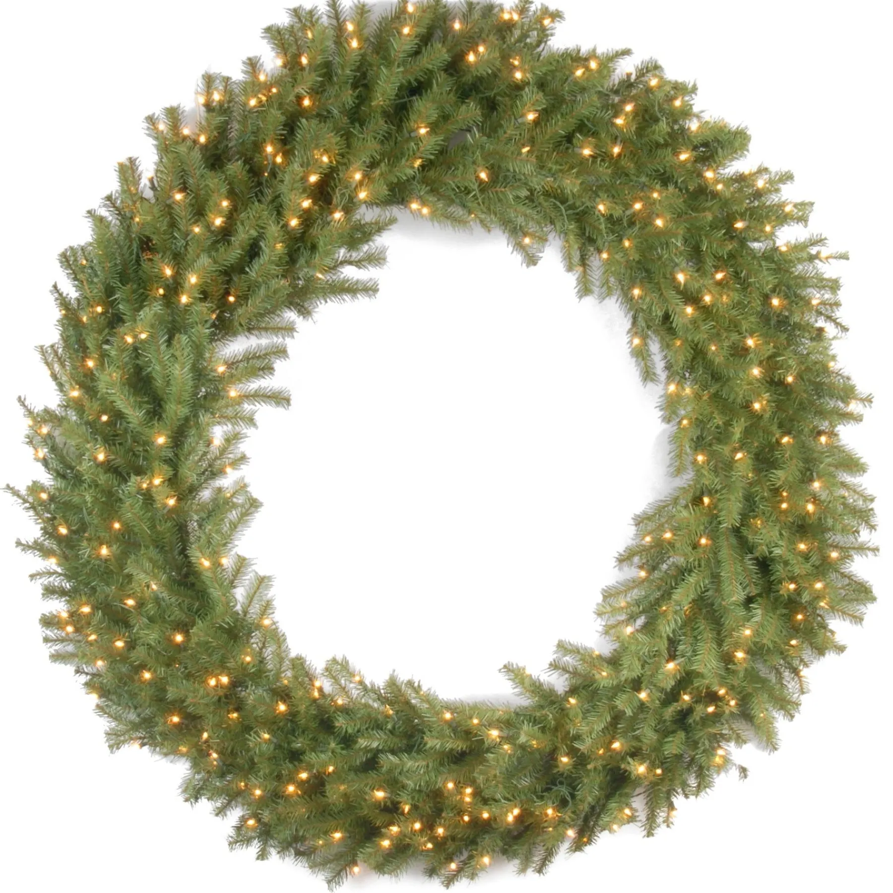 Over 37" Wreath-National Tree Company Pre-Lit Artificial Christmas Wreath, Green, Norwood Fir, White Lights, Christmas Collection, 60 Inches