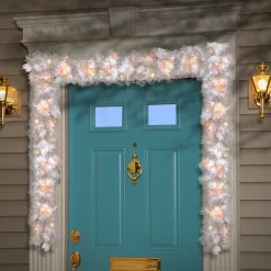 7' To 10' Garland-National Tree Company Pre-Lit Artificial Christmas Garland, White, Wispy Willow, White Lights, Plug In, Christmas Collection, 6 Feet