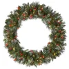 Over 37" Wreath-National Tree Company Pre-Lit Artificial Christmas Wreath, Green, Wintry Pine, White Lights, Decorated With Pine Cones, Berry Clusters, Frosted Branches, Christmas Collection, 48 Inches