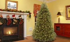 Dual Color-National Tree Company Pre-Lit Artificial Full Christmas Tree, Green, Dunhill Fir, Dual Color Led Lights, Includes Stand, 7.5 Feet