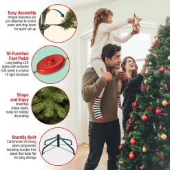 Dual Color-National Tree Company Pre-Lit Artificial Full Christmas Tree, Green, Dunhill Fir, Dual Color Led Lights, Includes Stand, 7.5 Feet