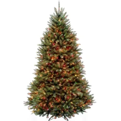 Dual Color-National Tree Company Pre-Lit Artificial Full Christmas Tree, Green, Dunhill Fir, Dual Color Led Lights, Includes Stand, 7.5 Feet