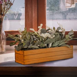 Christmas Greenery-National Tree Company Rectangular Planter Box With Christmas Greenery, White Berries, 22 In