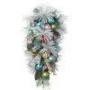 Christmas Accessories-National Tree Company Snowy Pine Decorated Teardrop With Snow Covered Branches And Ball Christmas Ornaments, 33 In