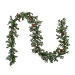 7' To 10' Garland-National Tree Company 9'X10" Glistening Pine Garland With Pine Cones And Red Berries
