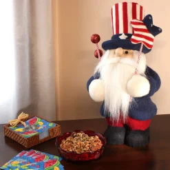 Patriotic Accessories-National Tree Company Patriotic Gnome Decoration, Red, Decorated In Red, White And Blue Attire, Fourth Of July Collection, 18 Inches