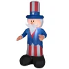 Patriotic Inflatable-National Tree Company Patriotic Inflatable Decoration Blue Uncle Sam Wearing Red White And Blue Suit And Hat Self Inflating Plug In Fourth Of July Collection 48 Inches