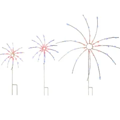 Patriotic Accessories-National Tree Company Patriotic Light Up Fireworks Lawn Decor, 3Pc, 165 Multi Copper Wire Led Lights, Ul