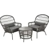 Patio Sets-National Tree Company 3-Piece Gray All Weather Pe Wicker Furniture Set