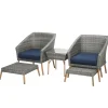 Patio Sets-National Tree Company 5-Piece Gray All Weather Pe Wicker Furniture Set
