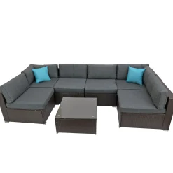 Patio Sets-National Tree Company Pocola Collection 7-Piece All-Weather Sectional Set