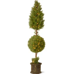 National Tree Company Potted Plants^Pre-Lit 72" Artificial Juniper Spiral