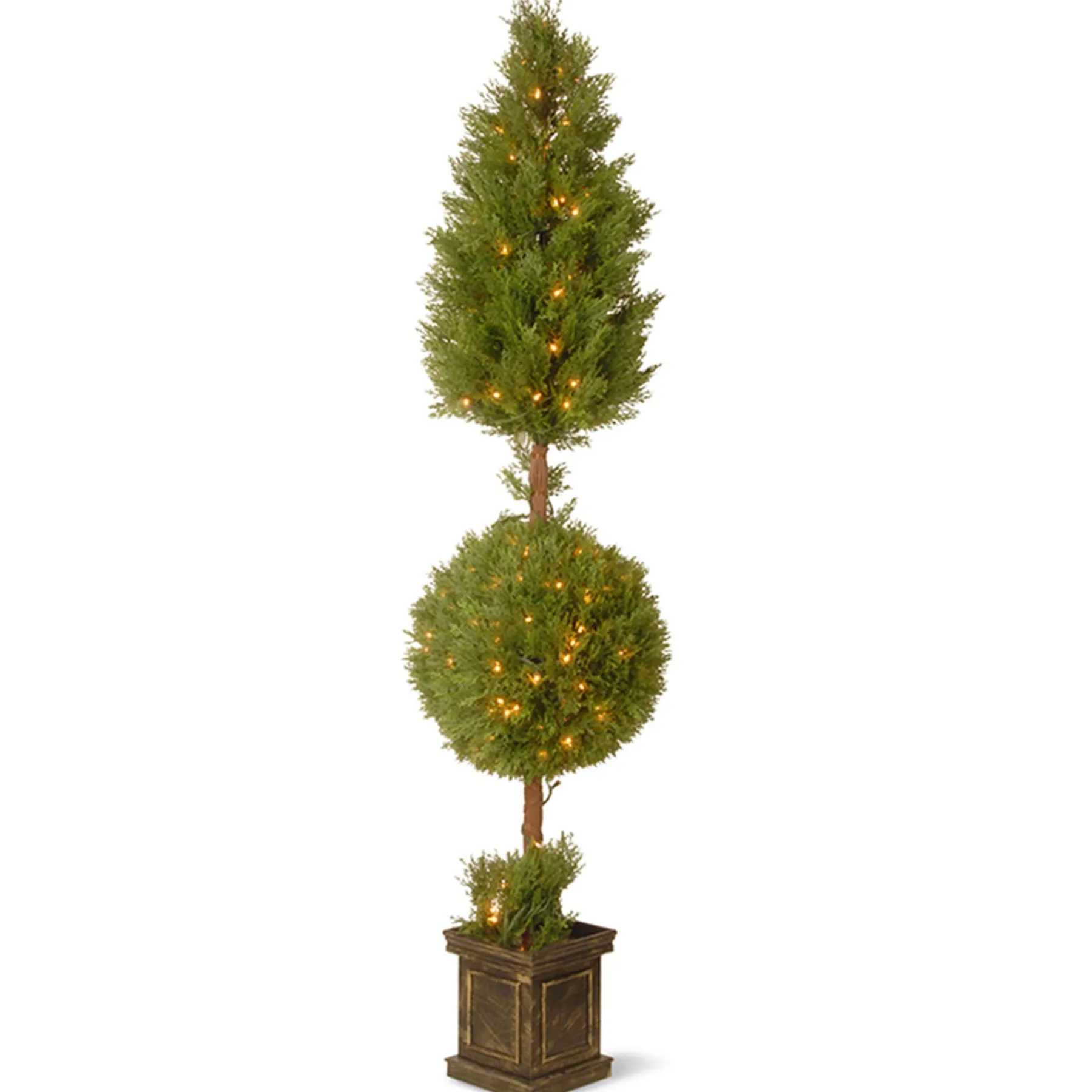 National Tree Company Potted Plants^Pre-Lit 72" Artificial Juniper Spiral