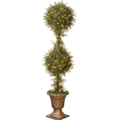 Topiaries / Shurbs-National Tree Company Pre-Lit 60" Artificial Mini Tea Leaf Two-Ball